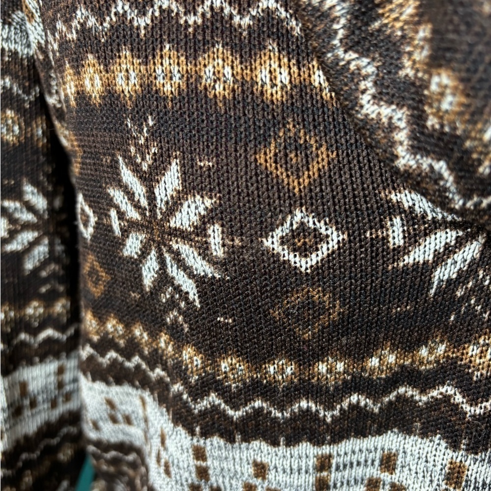 Chloe K Brown and Cream Patterned Cowl Neck Sweater - Picture 3 of 5